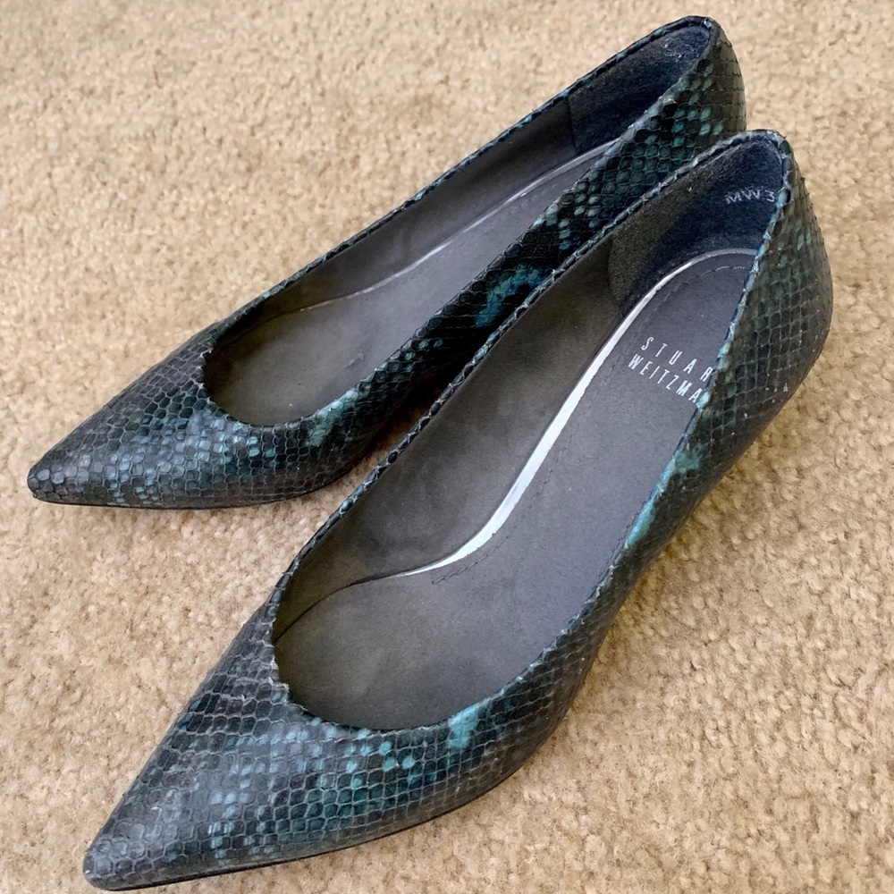 Stuart Weitzman Snake Embossed Leather Heels